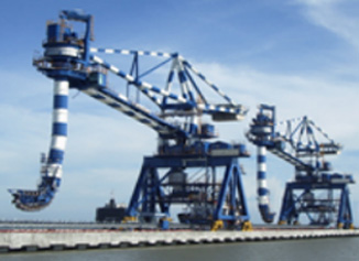Coal ship unloaders on a jetty